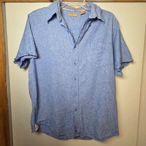 Bruno Men's Button Down Linen Cotton Shirt Size L Coastal Luxury Nautical Frat